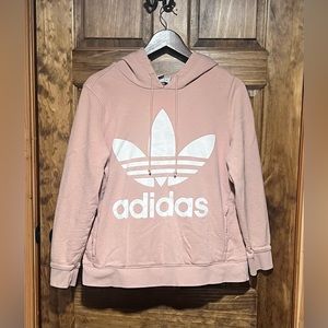 Adidas women’s logo hoodie, pink blush, size medium